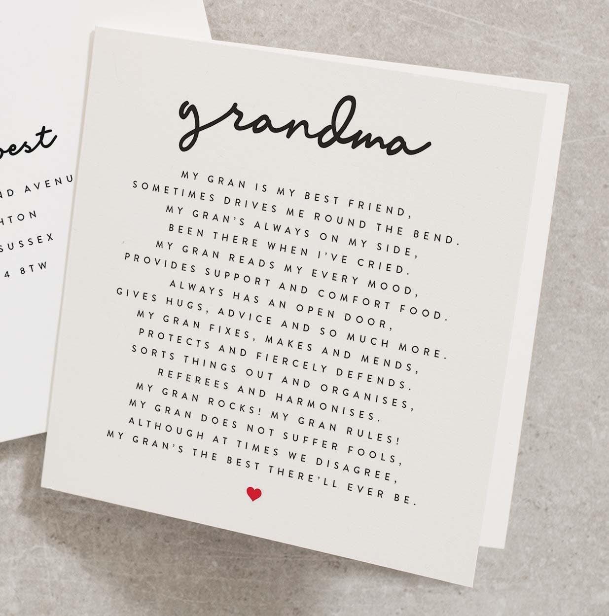 Grandma Mothers Day Card With Poem, Poem Mothers Day Card For Grandma, Grandparent Mothers Day Card, Happy Mothers Day Card For Nan MD060