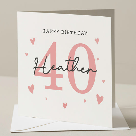 40th Birthday Card For Her, Personalised Wife Birthday Card, For Girlfriend, 40th Birthday Card, Milestone Birthday Gift, 40th Birthday