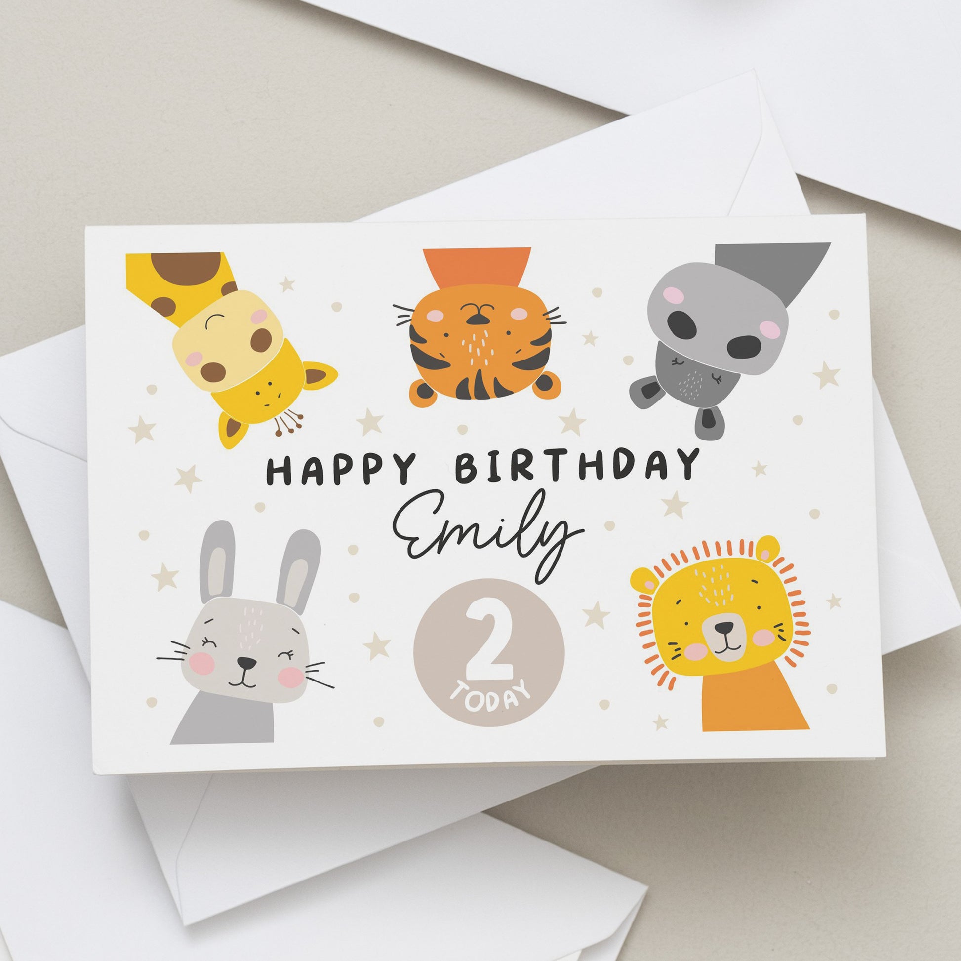 Animal 2nd Birthday Card For Boy, Girl 2nd Birthday, Safari Birthday Card For Grandson, Cute Nephew 2nd Birthday Card, Cute Animal Card