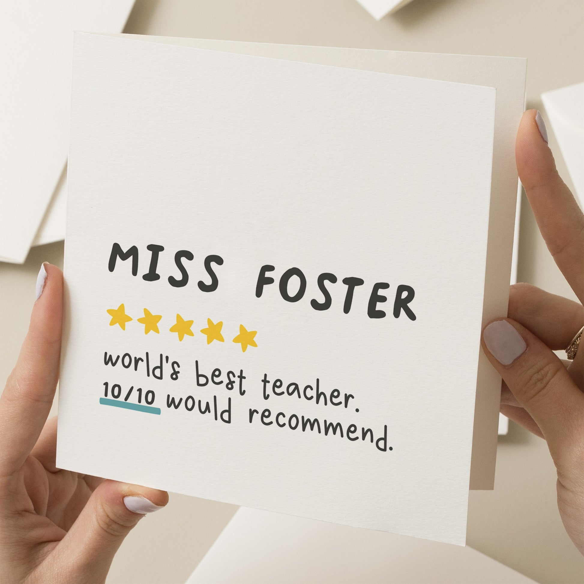 Personalised Teacher Thank You Card, Funny Teacher Card, End Of School, Personalised Thank you Teacher Card, End of Term Gift For Teacher