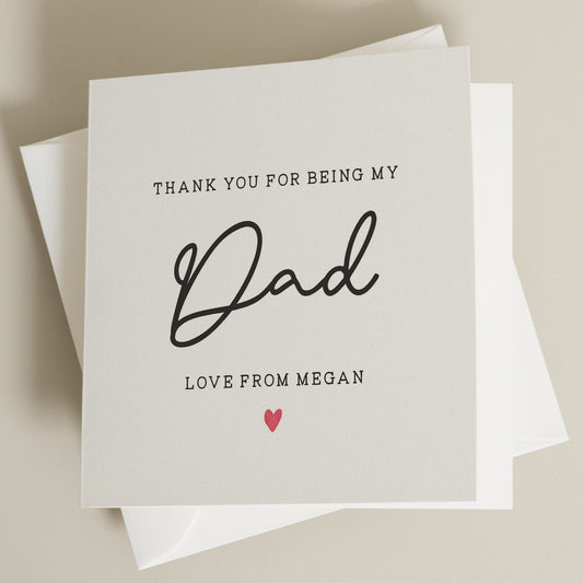 Personalised Fathers Day Card, Fathers Day Card From Daughter, Dad Thank you Card, Fathers Day Gifts From Daughter, Cute Card For Dad