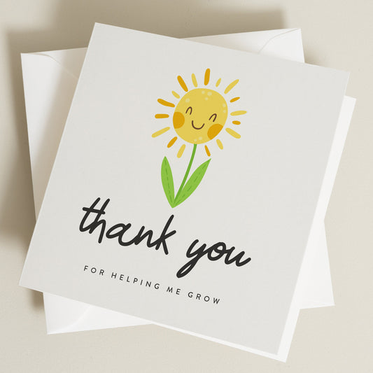 Personalised Teacher Thank You Card, Helping Me grow Teacher Thank You Card, End of Term Gifts For Teachers, Teacher Flower Card TC032