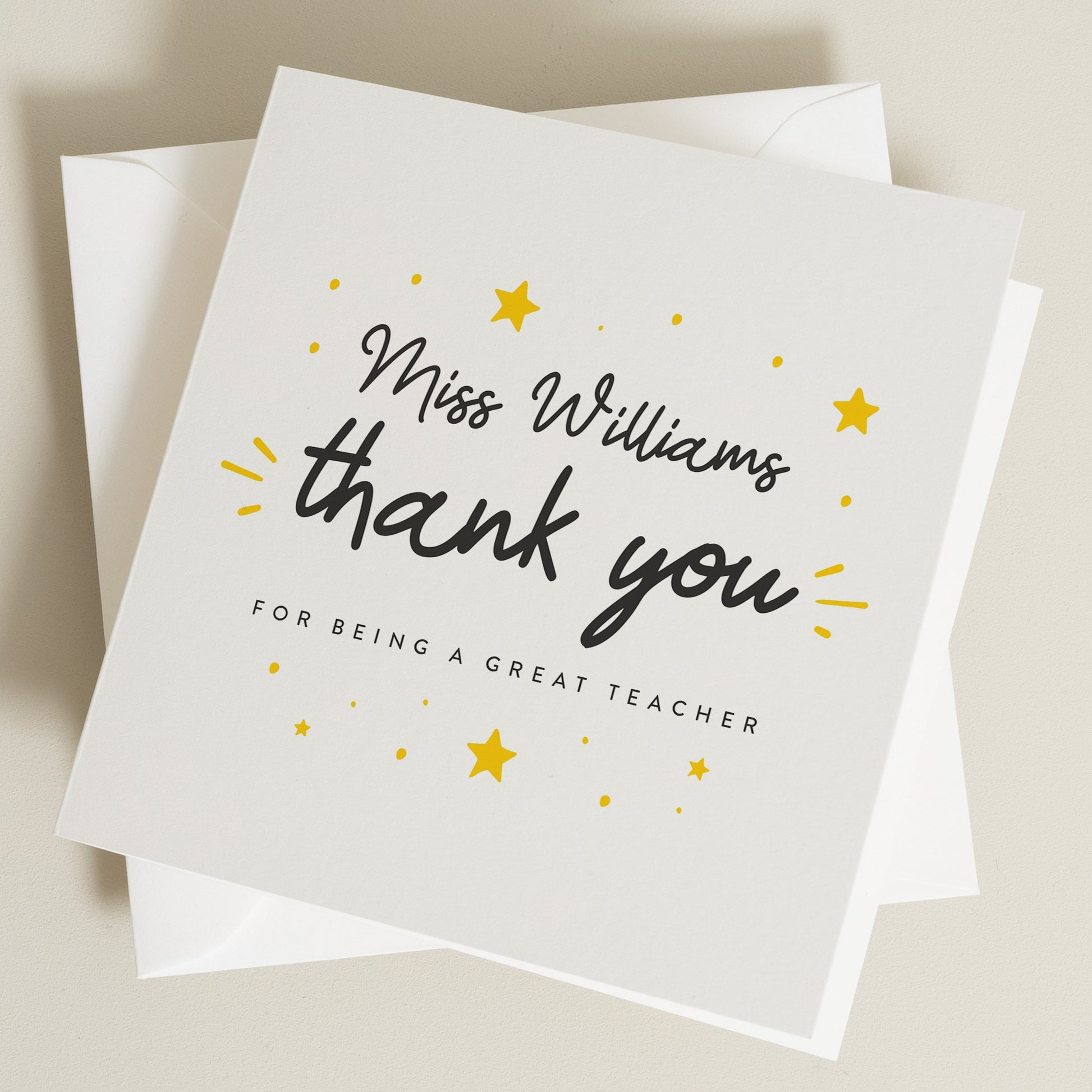 Teacher Thank You Card, Personalised Star Teacher Card, End of Term Gifts For Teachers, Great Teacher Card, Personalised Thank You TC031