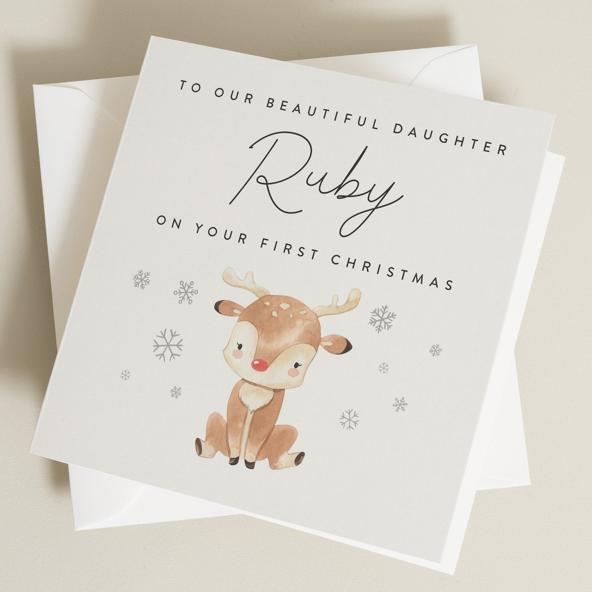 Personalised 1st Christmas Card Daughter, Special Little Girl Card, First Christmas Card for Daughter, Christmas Gift, Baby Girl Christmas