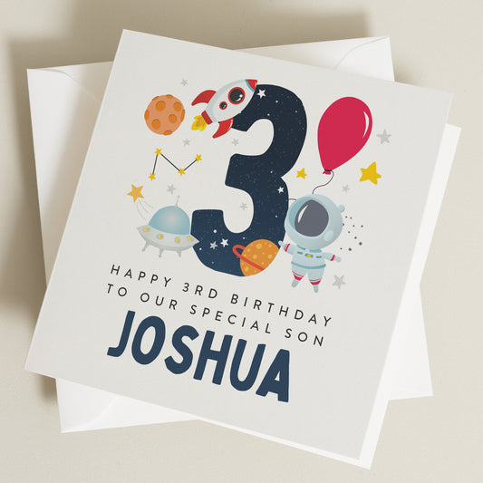 Personalised 3rd Birthday Card For Son, Happy 3rd Birthday Card, Son 3rd Birthday Card, Third Birthday Card For Son, Birthday Card BC1255