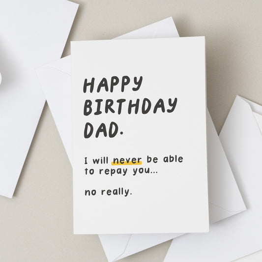 Dad Birthday Card, Funny Birthday Card For Him, Joke Birthday Gift For Dad, Card From Daughter, Rude Card For Dad, To The Best Dad