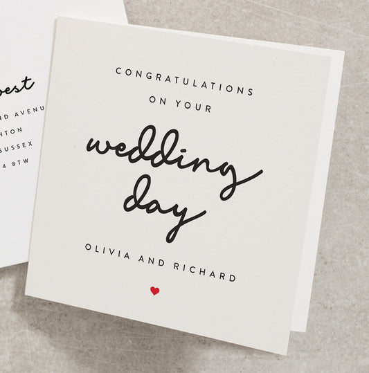 Congratulations Wedding Day Card, Personalised Wedding Day Card, Wedding Day Card, Happy Wedding Day Card For New Mr and Mrs WD001