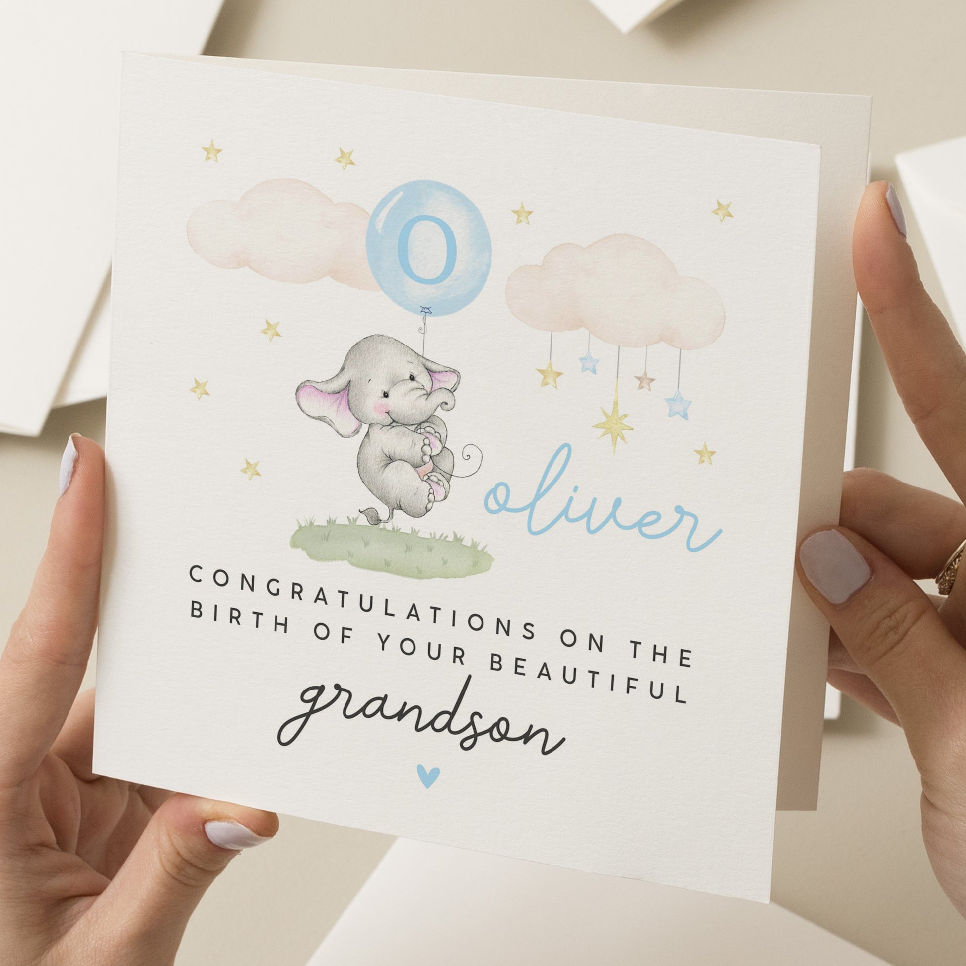 New Grandparents Card, Grandson Card, Newborn Grandson, Congratulations Grandparents Card, Personalised New Baby Card