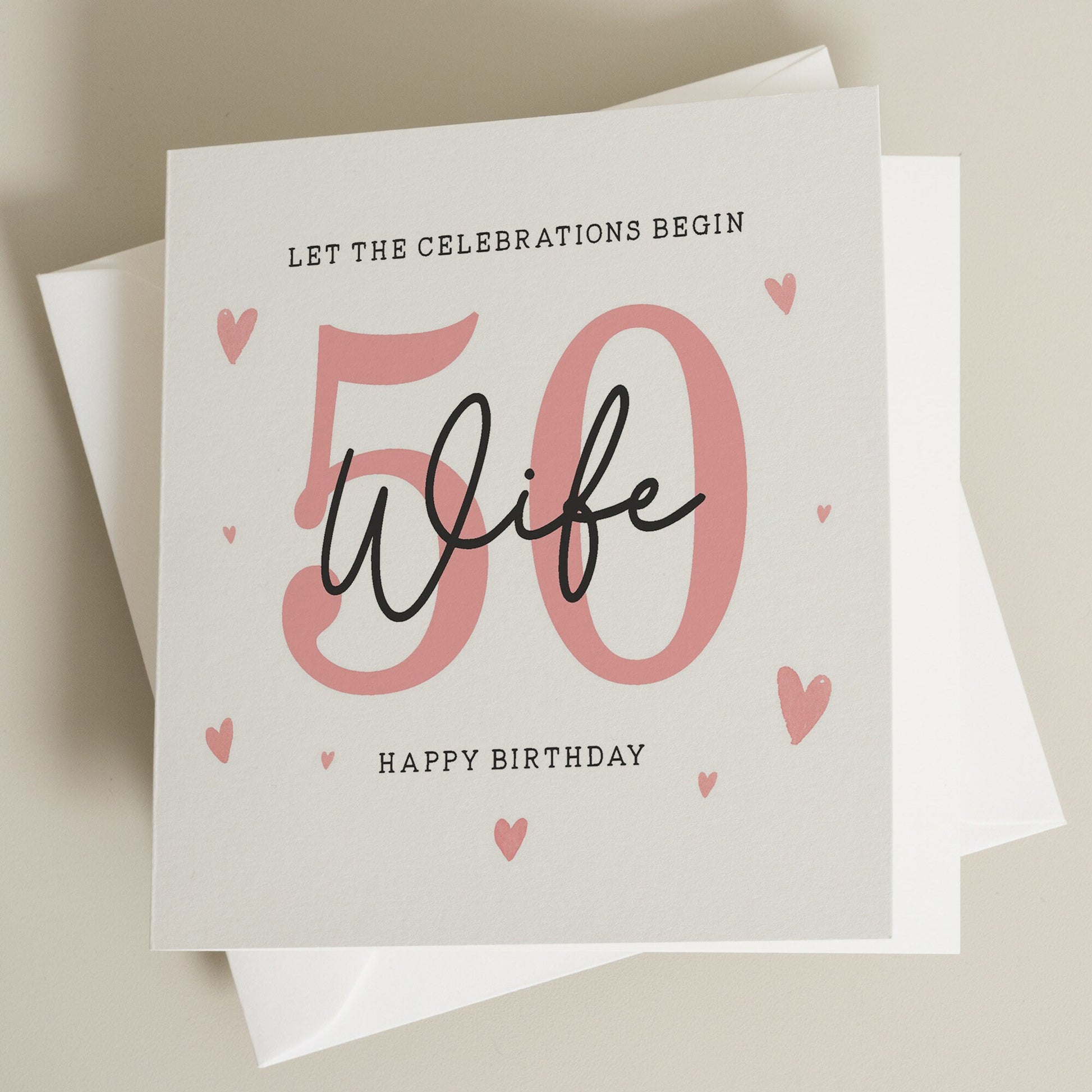 50th Birthday Card For Wife, Wife Fiftieth Birthday Card, Wife 50th Birthday Gift, Happy 50th Birthday Card For Her