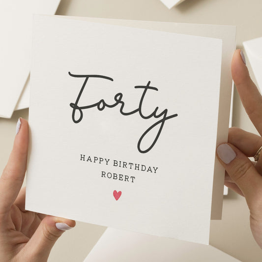 40th Birthday Card, Simple Birthday Card For Her, Fortieth Birthday Card, For Him, Milestone Birthday Gift, 40 Today, Happy 40th Birthday