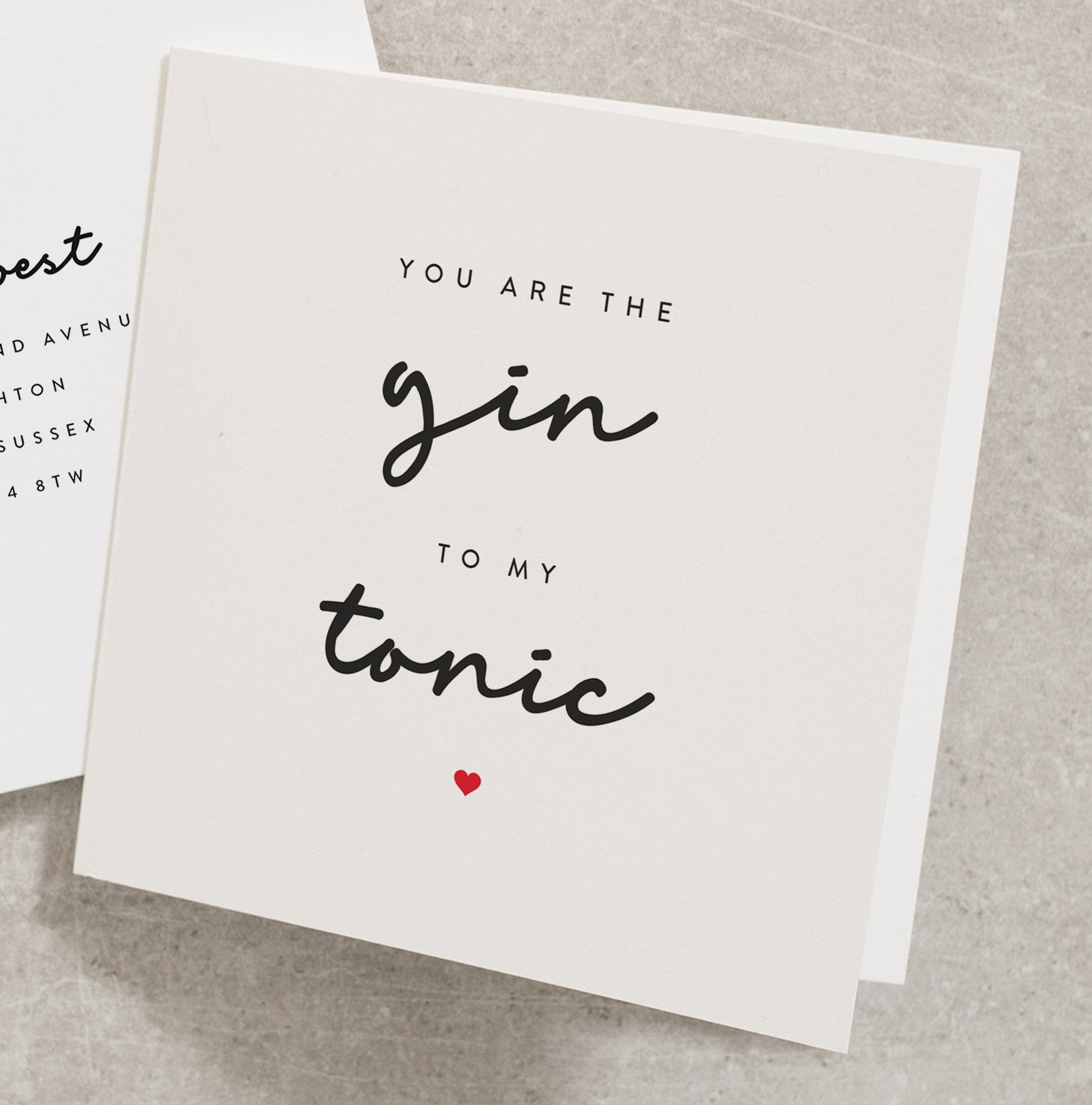 You Are The Gin To My Tonic Valentines Day Card, Funny Anniversary Card for Girlfriend or Boyfriend, Birthday Card for Husband or Wife VC006