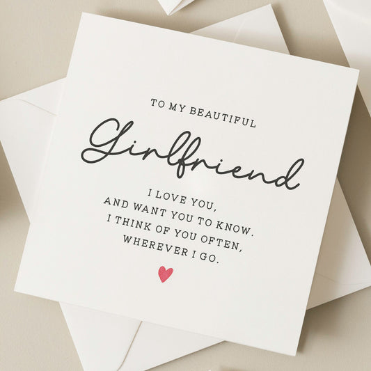 Girlfriend Poem Card, Birthday Card For Girlfriend, Girlfriend Birthday Gift, Partner Birthday Card, Simple Card For Her, Romantic Card