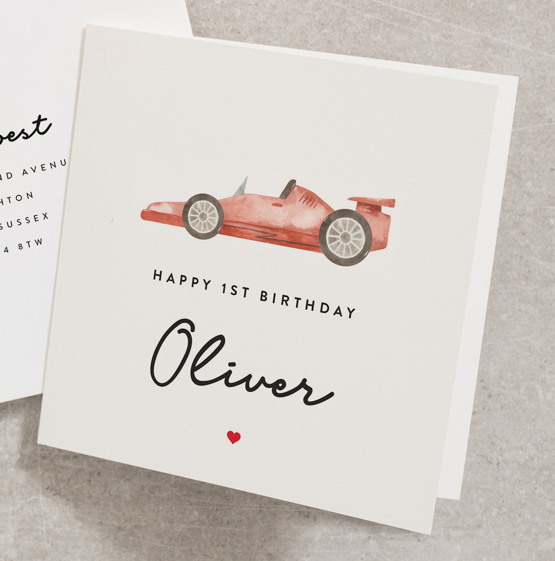 Personalised Sports Car Happy Birthday Card For Dad and Son, Red Racing Car Birthday Card, First Birthday Card BC1133