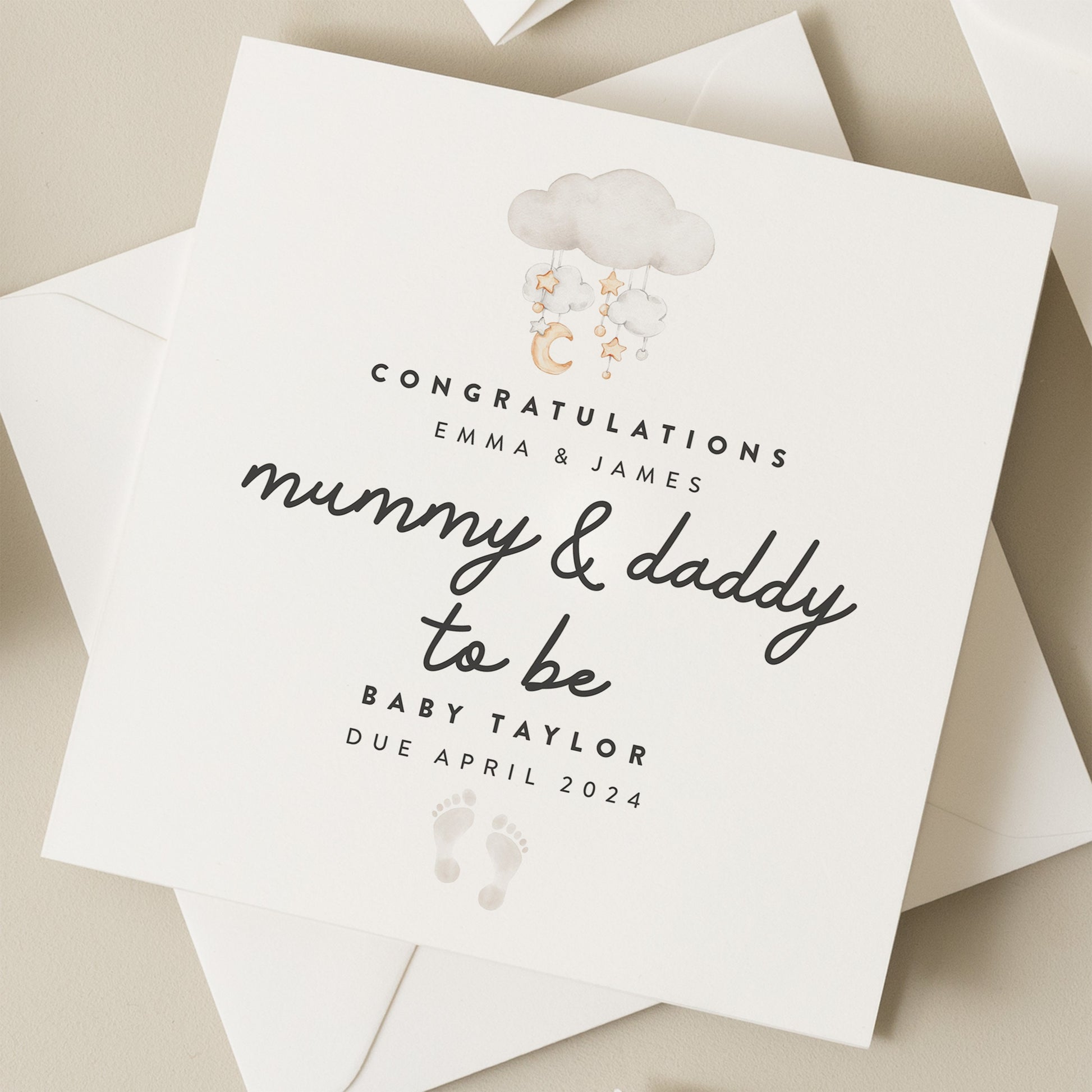 Mummy & Daddy To Be Card, Pregnancy Congratulations Card, New Parents To Be, Expecting A Baby, Cute Baby shower Card For Friend