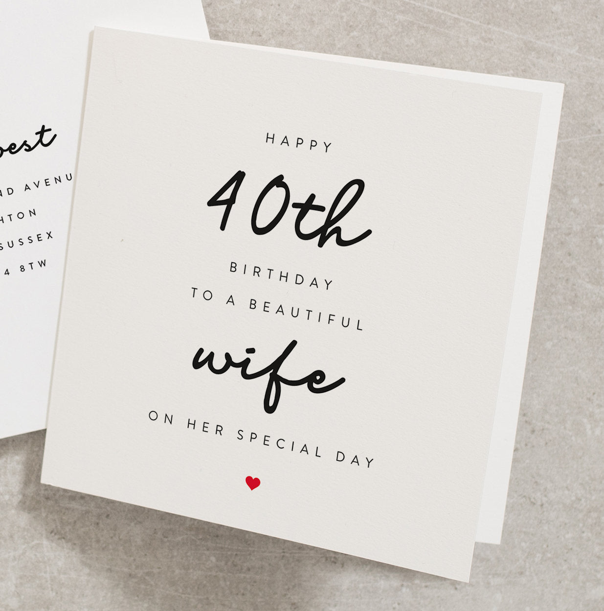 Happy 40th Birthday To A Beautiful Wife On Her Special Day, 40th Birthday For Wife, Card For Wife, 40th, Fortieth Card, For Her BC529