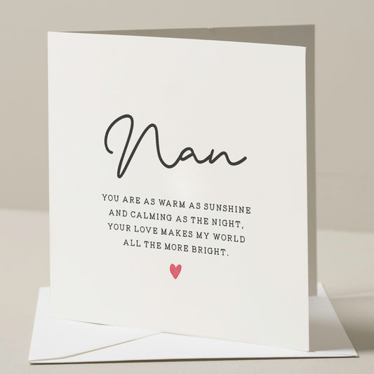 Poem Card For Nan, Grandma Birthday Card, To Her, Birthday Gift For Nan, To A Great Nan Poem Birthday Card, Grandma, Nanny, Nanna