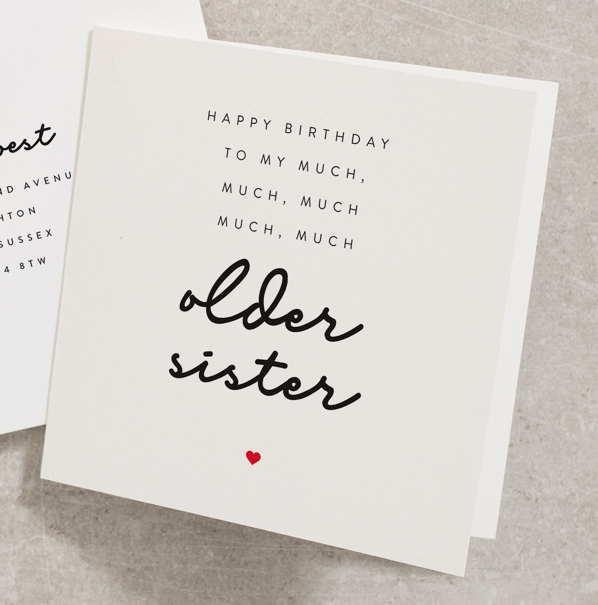 Funny Older Sister Birthday Card, Birthday Card For Sister, Joke Sister Birthday Card, Happy Birthday To My Much Older Sister Card BC161