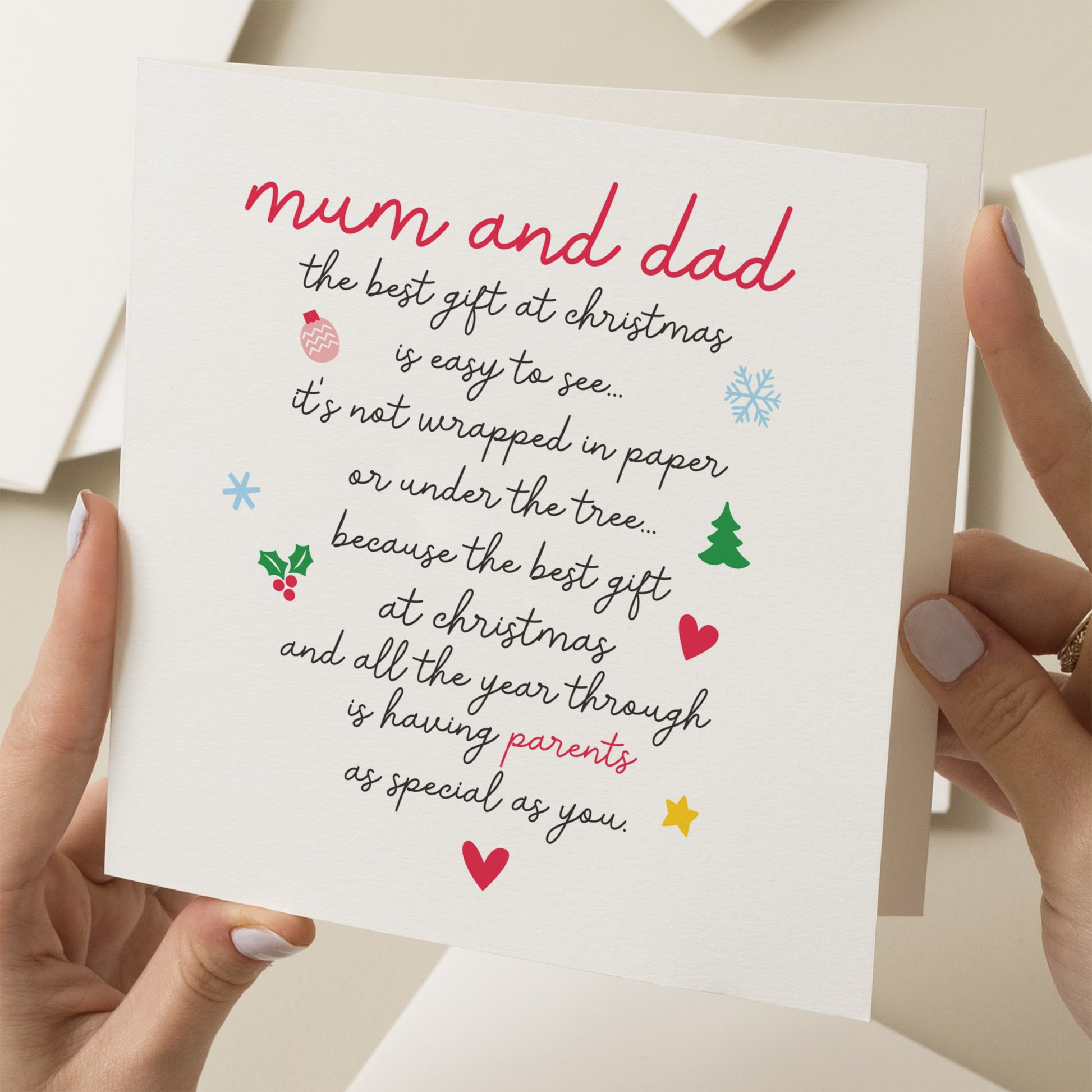 Mum And Dad Poem Christmas Card, Christmas Card For Mum And Dad, Christmas Poem Card, Personalised Christmas Card For Parents, Xmas