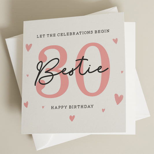 30th Birthday Card For Bestie, Best Friend Birthday Card, Thirtieth Birthday Card, Birthday Gift For Her, Bestie Birthday, 30th Gift