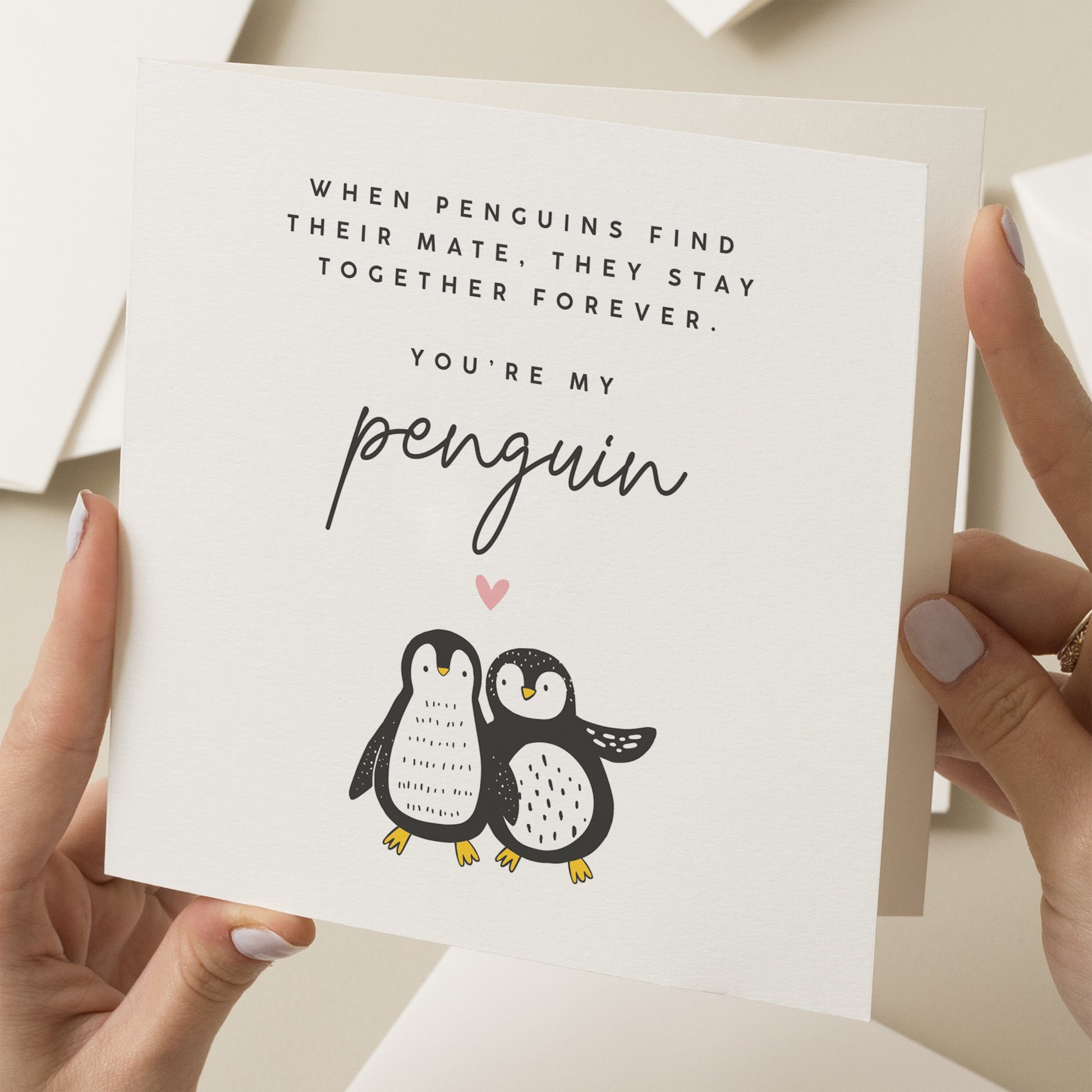 Penguin Valentines Day Card, Boyfriend Valentines Day, Husband Valentines Card, Valentine&#39;s Card Girlfriend, Wife Valentines Card, For Them