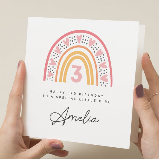 Third Birthday Card For Niece, Personalised 3rd Birthday Card Daughter, Happy Birthday Granddaughter Card, 3rd Birthday Card For Little Girl