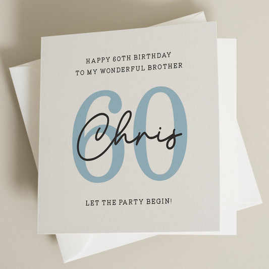 Personalised 60th Birthday Brother Card, Birthday Card To Brother, 60th Birthday Gift For Brother, Sixtieth Card For Brother, Brother Gift