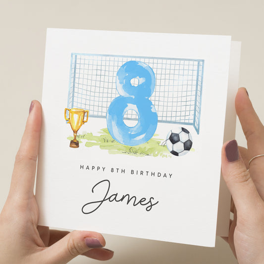 Football Birthday Card, Personalised 8th Birthday Card, Eighth Birthday Card For Son, 8th Birthday Card for Grandson, For Nephew