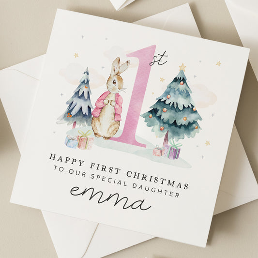 Personalised 1st Christmas Card Daughter, Special Little Girl Card, First Christmas Card for Daughter, Christmas Gift, Baby Girl Christmas