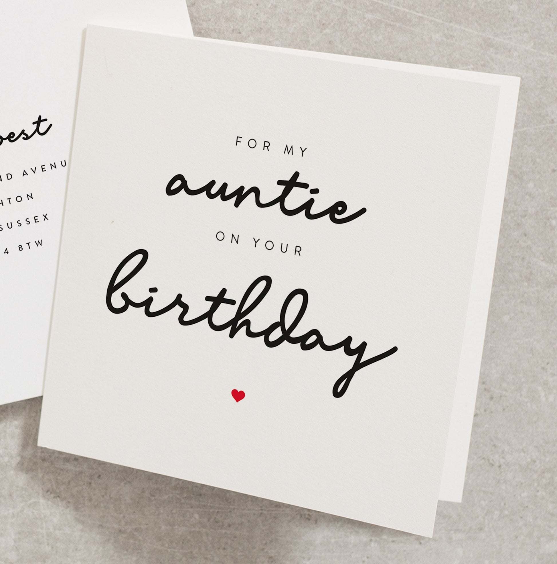 For My Auntie On Your Birthday, Auntie Birthday Card, Simple Birthday Card, Aunty Card Birthday, Favourite Auntie BC306