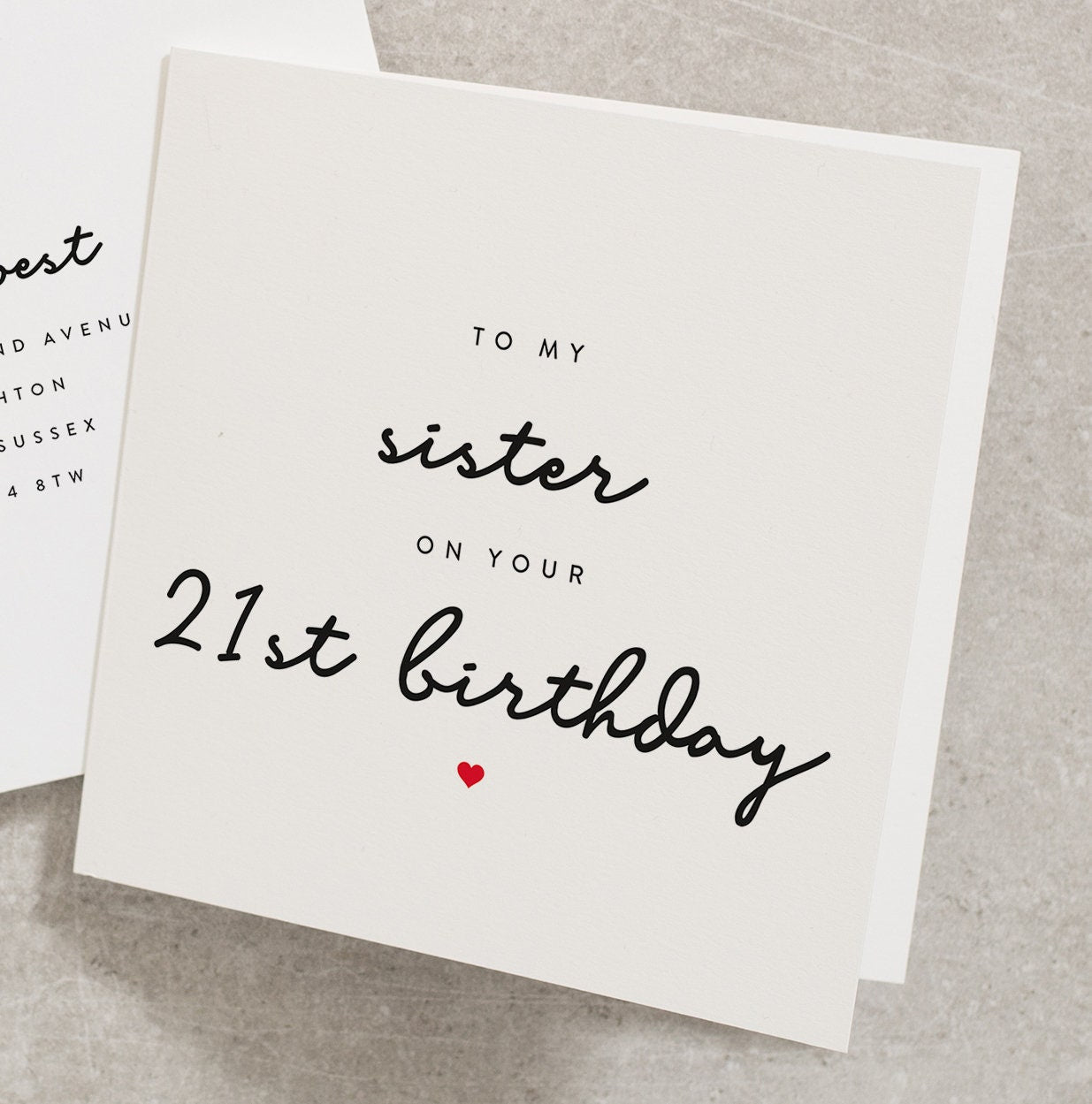 To My Sister On Your 21st Birthday, Sister Birthday Card, 21st, Birthday Card For Sister, Sibling Birthday Card, Twenty First BC456