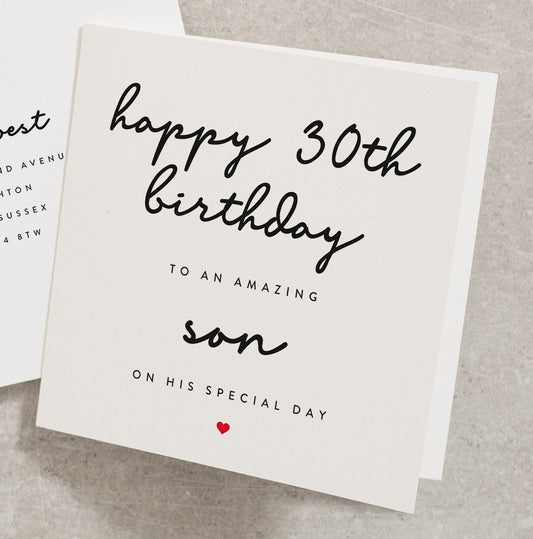 30th Birthday Card For Son, Happy 30th Birthday To An Amazing Son On His Special Day, His 30th Birthday Card, For Son, Thirty BC490