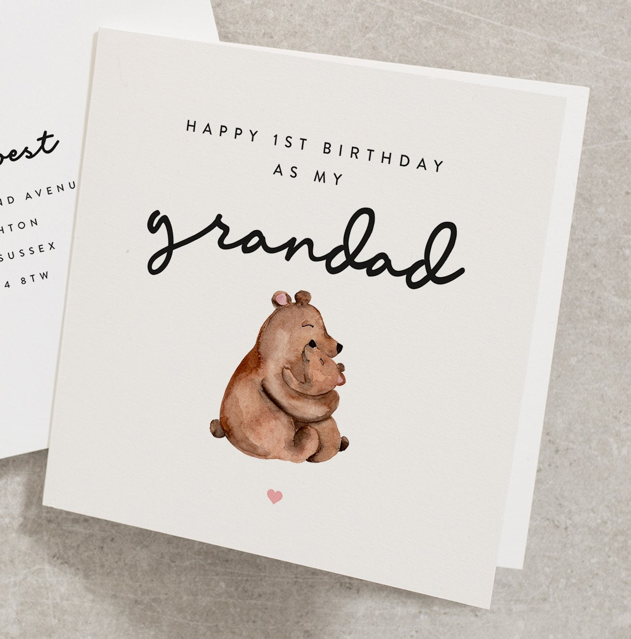 Happy 1st Birthday As My Grandad, Bear Birthday Card, Cute Birthday Card For Grandad From Baby, First Birthday Card, 1st Birthday BC859