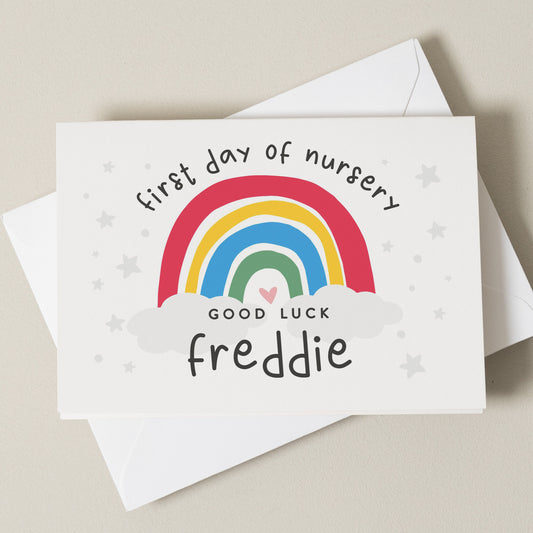 Personalised First Day at Nursery Card, Good Luck Card For Boy Or For Girl, 1st Day Of School, Nursery Starter Card, School Starting Card