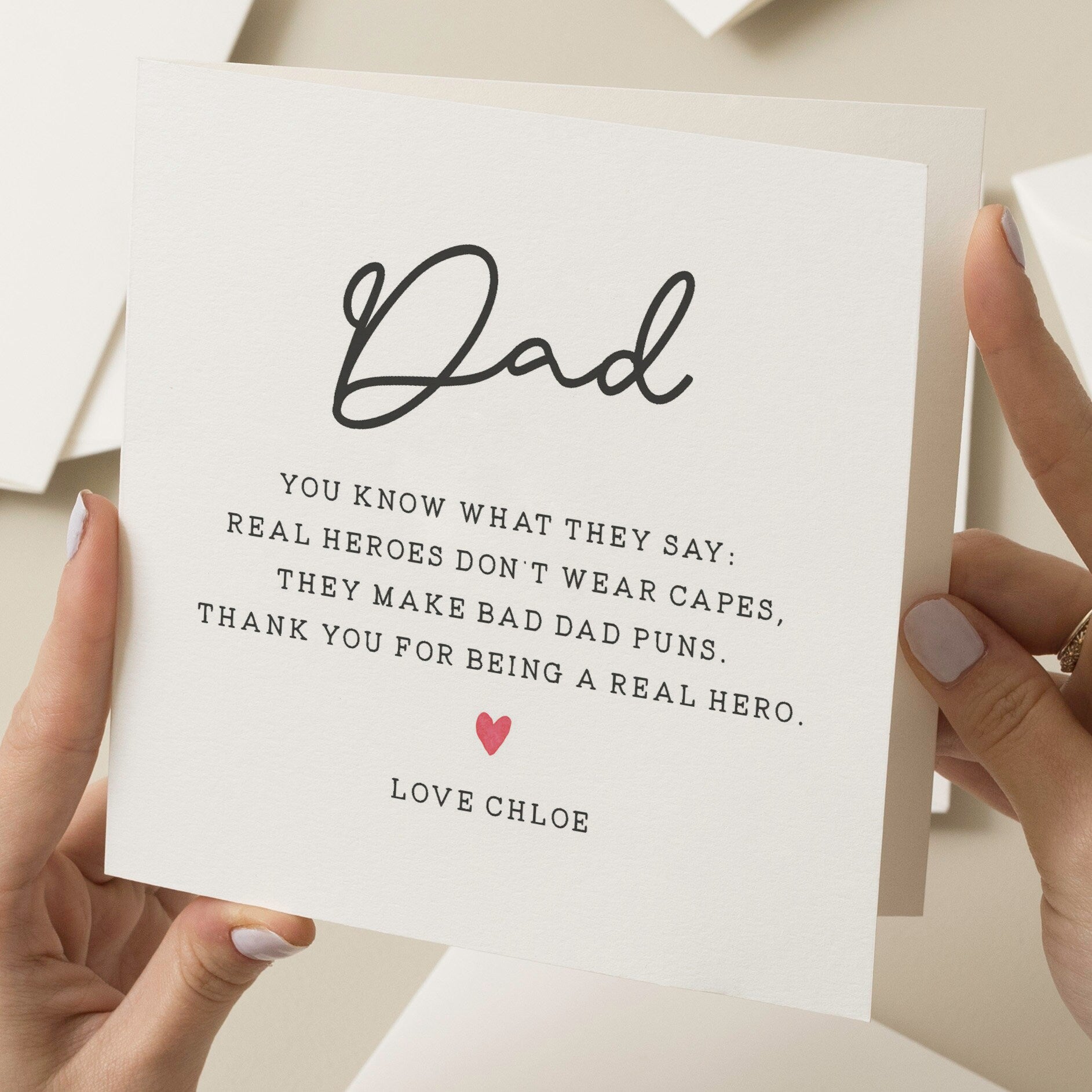 Personalised Funny Card For Dad, Joke Fathers Day Card For Dad, Fathers Day Card From Daughter, Fathers Day Gift From Son, Real Hero Card