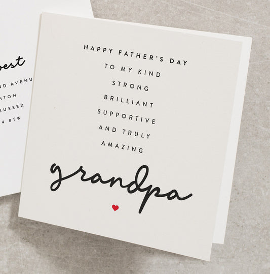 Fathers Day Card For Grandpa, Special Grandad Card, Supportive Grandpa Card, Amazing Granddad, Fathers Day Card From Grandaughter FD097