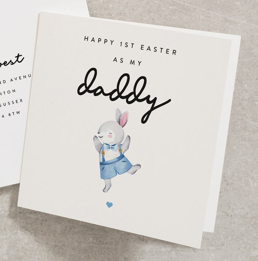 Happy 1st Easter Card As My Daddy, Easter Card With Rabbit, Easter Card From Baby For Daddy, Blue Easter Card, Cute Easter Card EC022