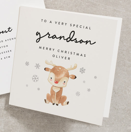 Personalised Christmas Card for a Special Grandon, Christmas Card for Grandson, Christmas Card for Baby Boy, Grandson Xmas Card UK CC642