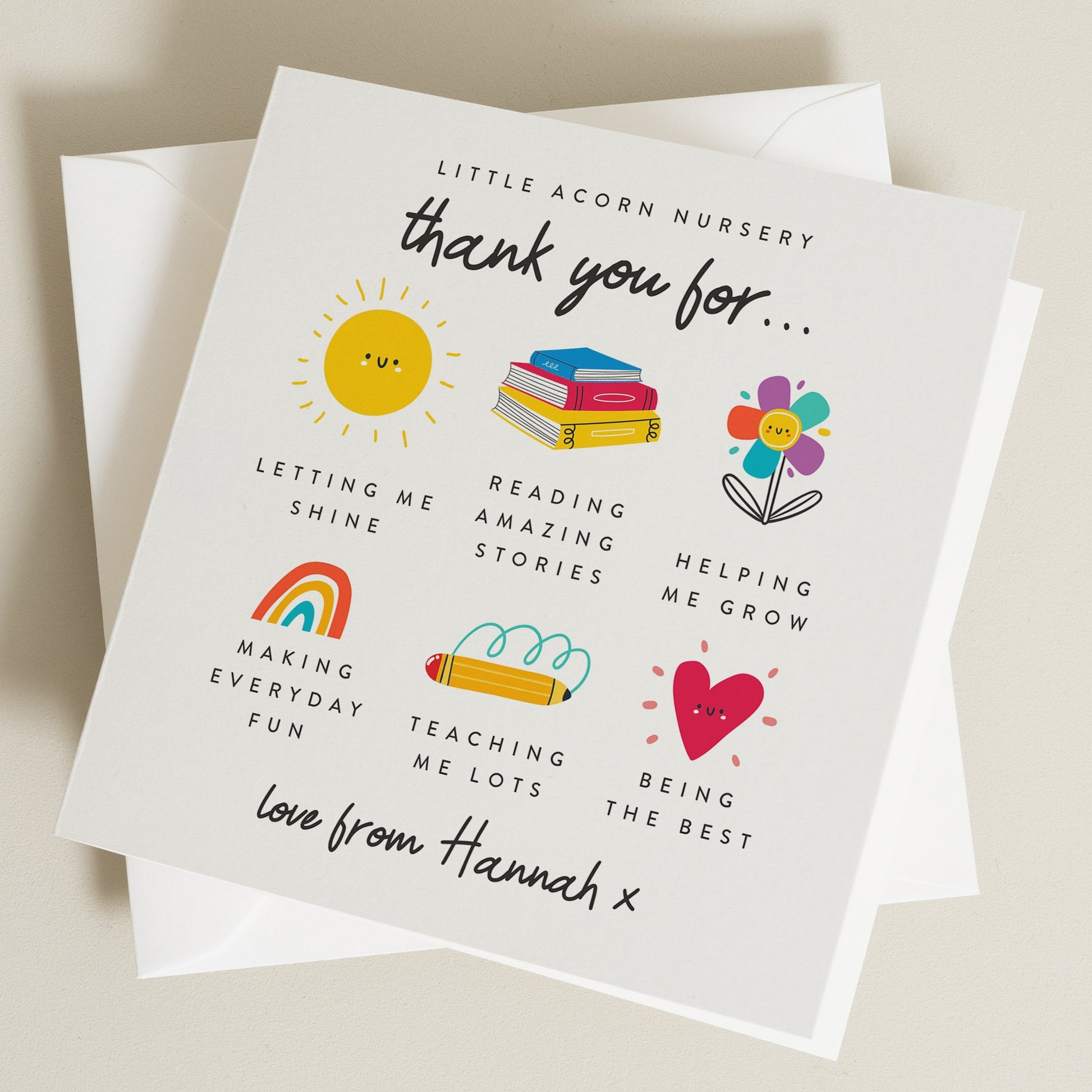 Personalised Teacher and Nursery Thank You Card, School and Teacher Thank You Card, End of Term Gift For Teachers, Nursery Worker Card TC038