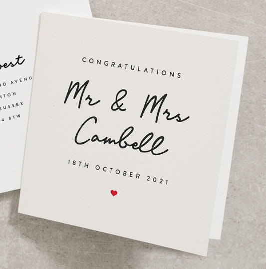 Personalised Wedding Card, Happy Wedding Day Card, Marriage Congratulations Card, To The New Mr and Mrs Card, Congratulations Card WD003