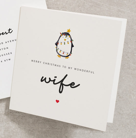 Merry Christmas Wife Card, Christmas Wife Card, Wife Christmas Card, Wonderful Wife Christmas Card CC590