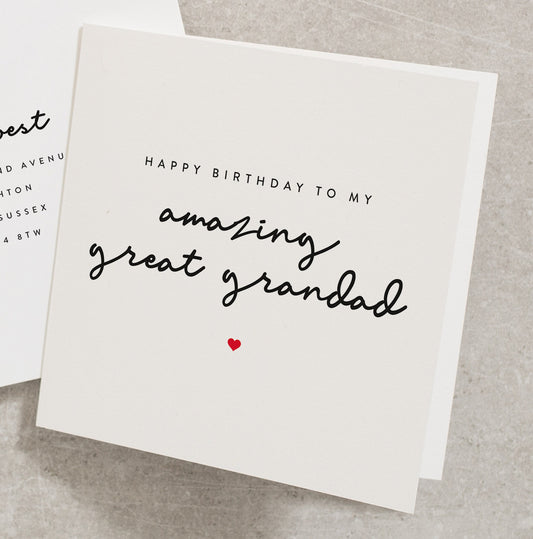 Great Grandad Birthday Card, Happy Birthday To My Amazing Great Grandad, Great Grandparents Card, Birthday Card For Great Grandparents BC313