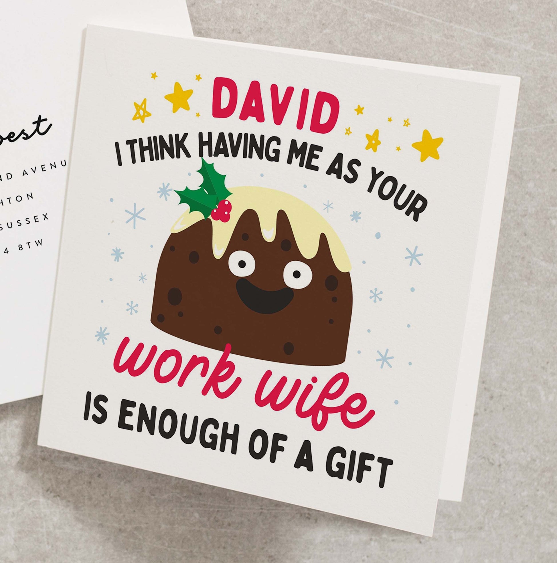 Work Wife Christmas Card, Funny Christmas Card For Work Friend, Christmas Card From Work Wife, Joke Christmas Card, Silly Xmas Card CC824