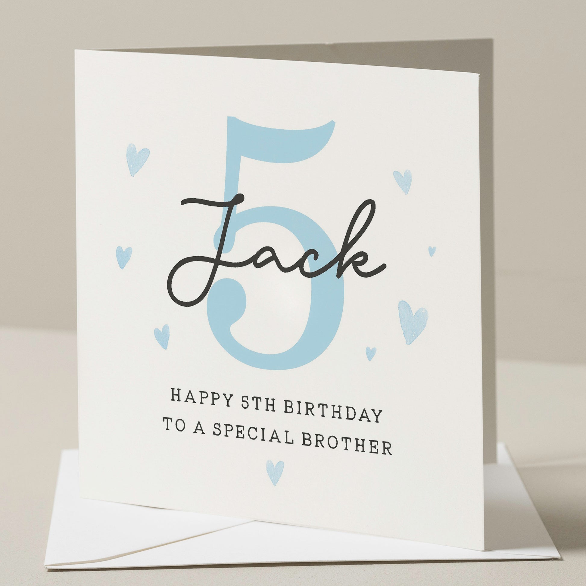 Personalised 5th Birthday Card For Brother, Little Brother Birthday Card, Fifth Birthday Card To Big Brother, Birthday Gift For Brother