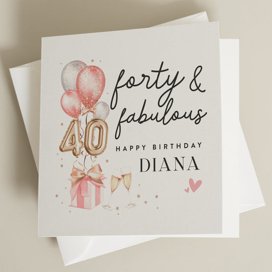 Personalised 40th Birthday Card For Mum, Happy Fortieth Birthday Card, Wife 40th Birthday Card, 40th Birthday Gift For Sister, Friend