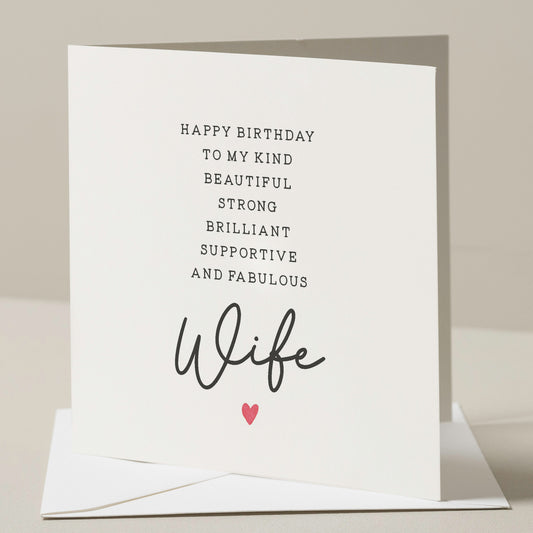 Wife Poem Birthday Card, Poem Birthday Card For Wife, Birthday Gift For Her, Simple Wife Birthday Card, Romantic Card For Her