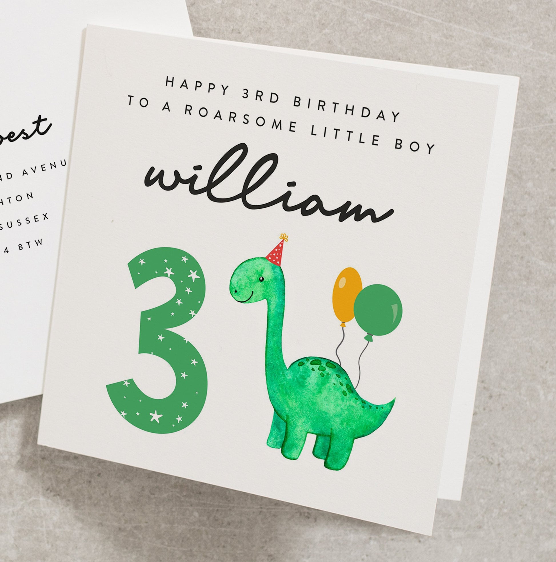 Happy 3rd Birthday Card, Personalised Birthday Card For Son, Dinosaur Birthday Card For Grandson, Nephew 3rd Birthday Card BC1011