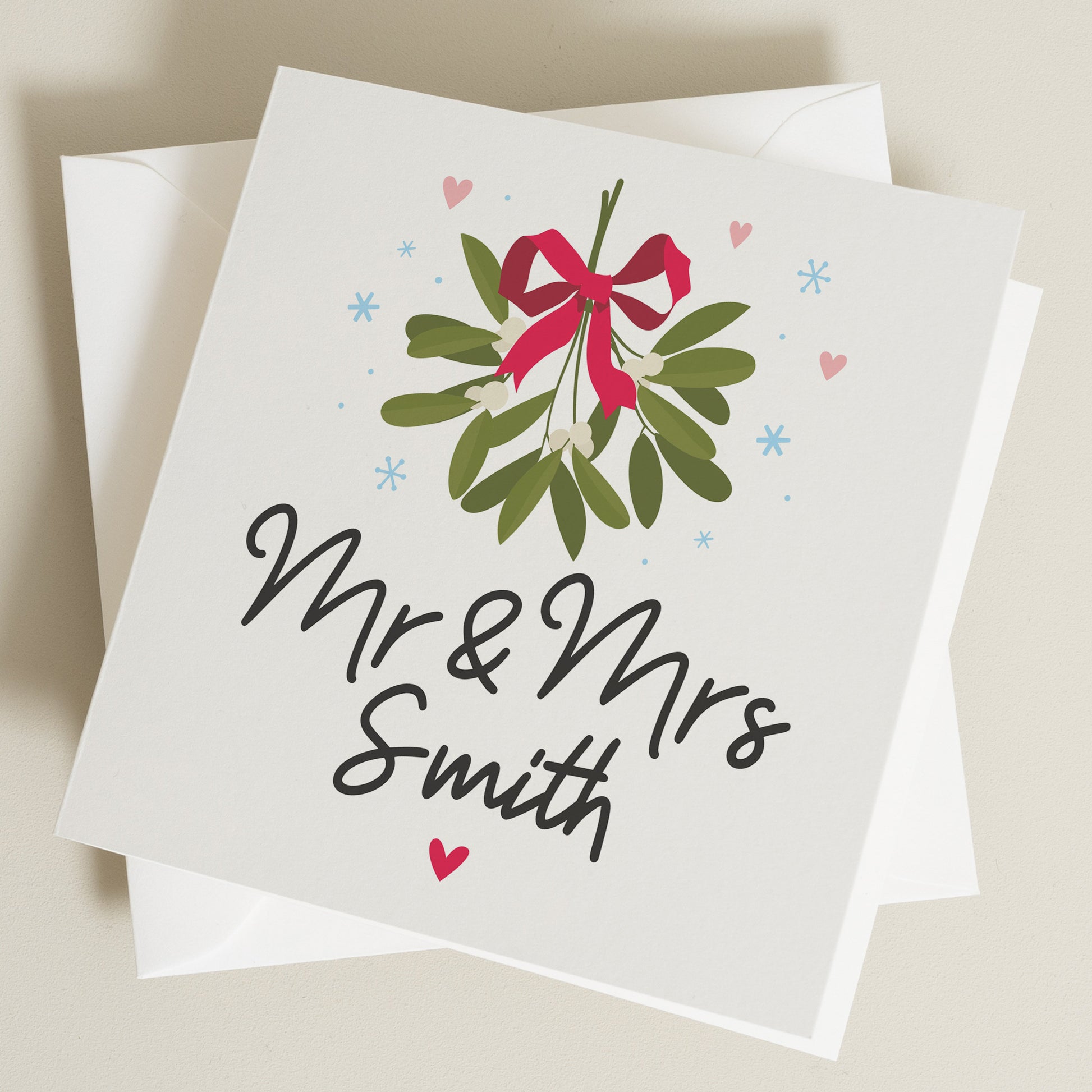 Personalised Christmas Card for Couples, Newlyweds Christmas Card, 1st Christmas as Mr And Mrs, Husband And Wife Christmas Card