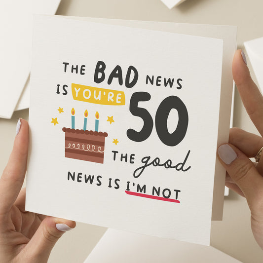 50th Birthday Card, Joke Birthday Card, Birthday Card For Him, Funny Birthday Card For Her, Fiftieth Birthday Card For Them