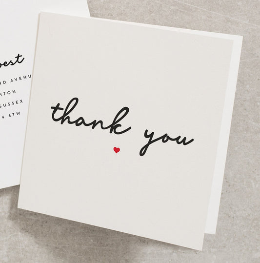 Simple Thank You Card, Wedding Thank You Card, Baby Thank You Card, Card To Say Thanks, Birthday Thank You Card For Friend, Mum, Dad TY016