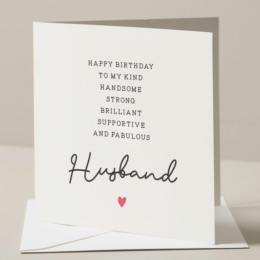 Husband Birthday Card For Him, Husband Poem Card, Husband Birthday Gift, Birthday Gift For Husband, Poem Card For Husband